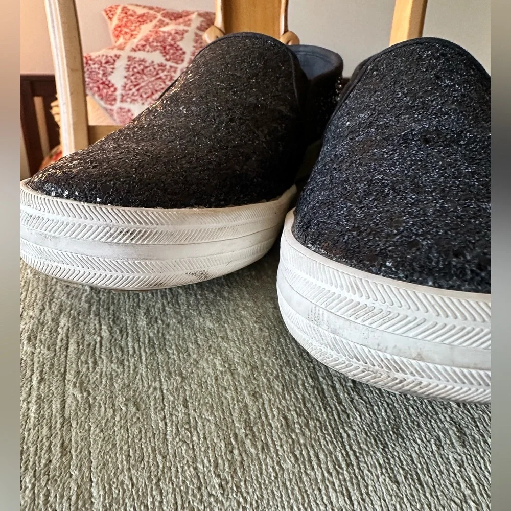 Kate Spade with Keds size 8 black glitter loafer sneakers